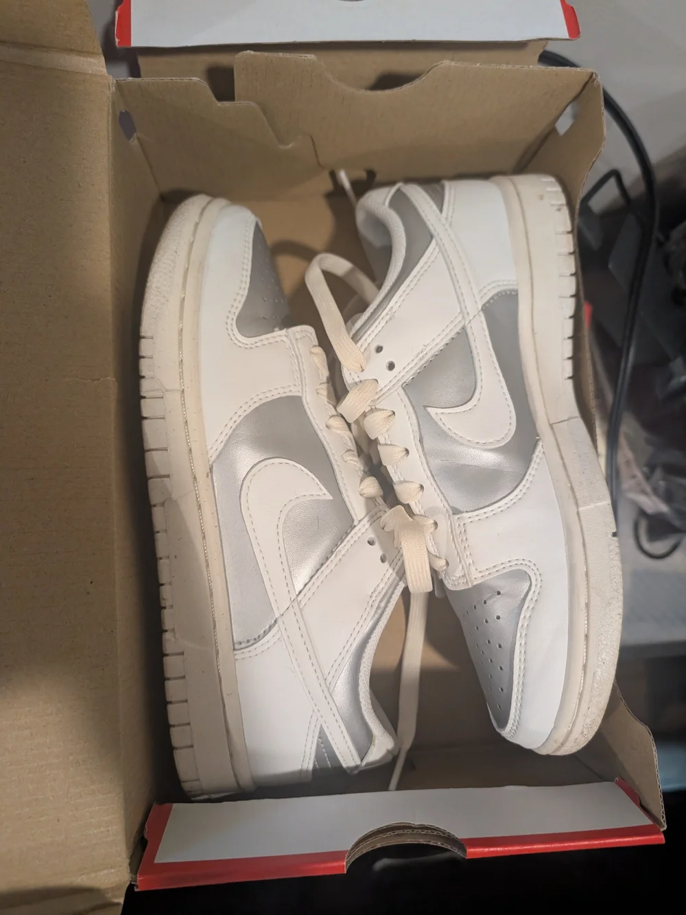 Nike Women’s White and Light Silver Low-Top Sneakers